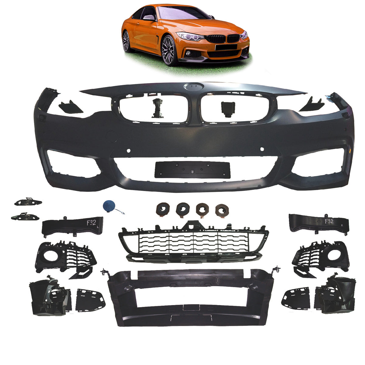 Frontstoßstange Sport mit PDC mit SRA passend für BMW 4 Series F32 F33 F36 2013-2021 – Ansicht 1