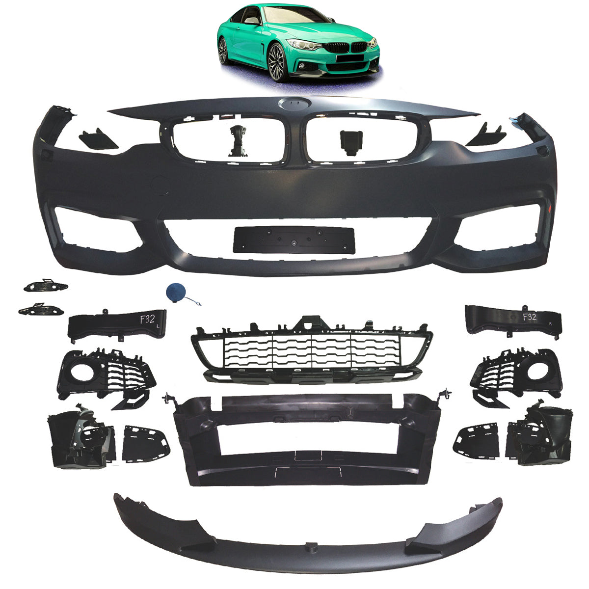 Frontstoßstange Sport mit SRA passend für BMW 4 Series F32 F33 F36 2013-2021 – Ansicht 1