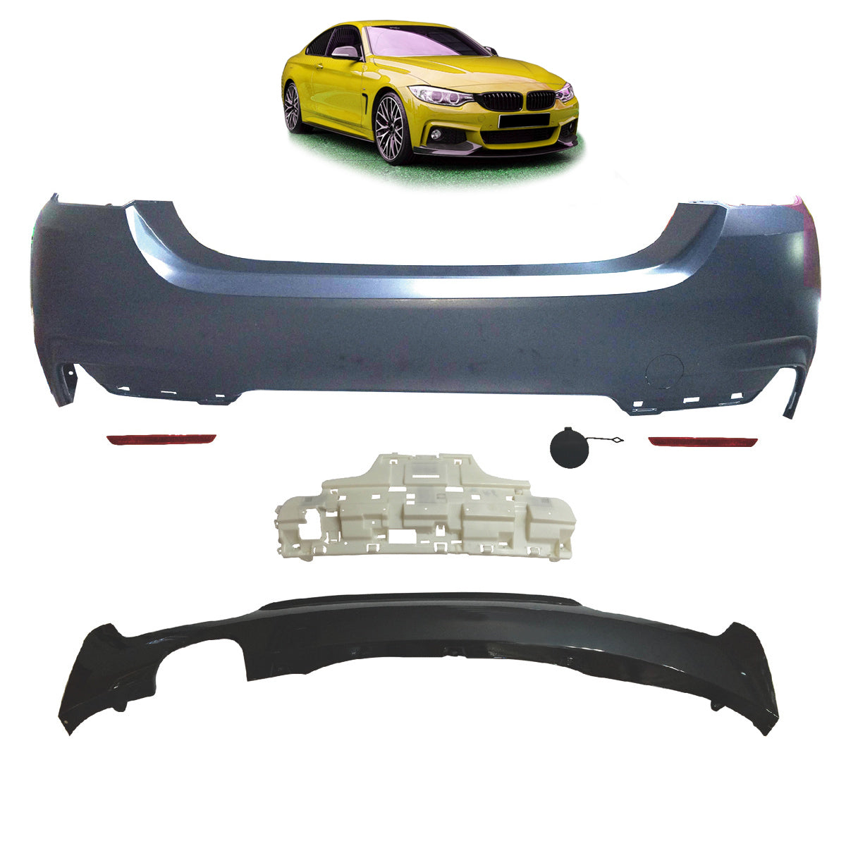 Heckstoßstange Sport mit Diffusor passend für BMW 4 Series F32 F33 2013-2020 – Ansicht 1