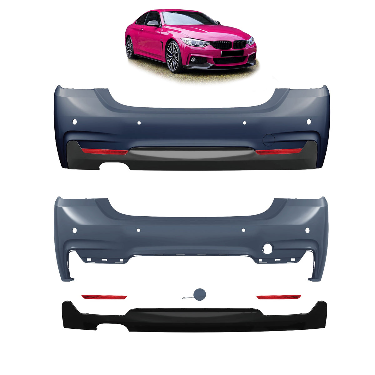 Heckstoßstange mit PDC mit Diffusor passend für BMW 4 Series F32 F33 2013-2020 – Ansicht 1