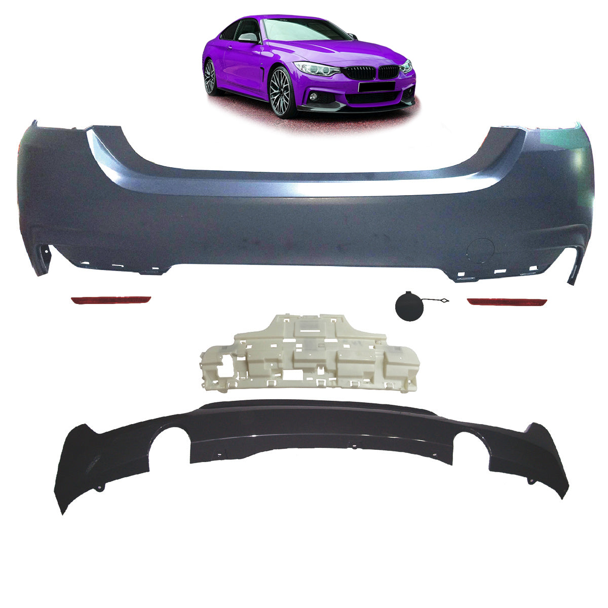 Heckstoßstange Sport mit Diffusor passend für BMW 4 Series F32 F33 2013-2020 – Ansicht 1