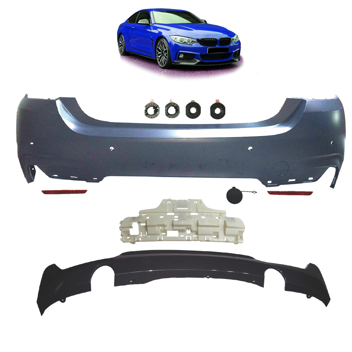 Heckstoßstange Sport mit Diffusor passend für BMW 4 Series F32 F33 2013-2020 – Ansicht 1