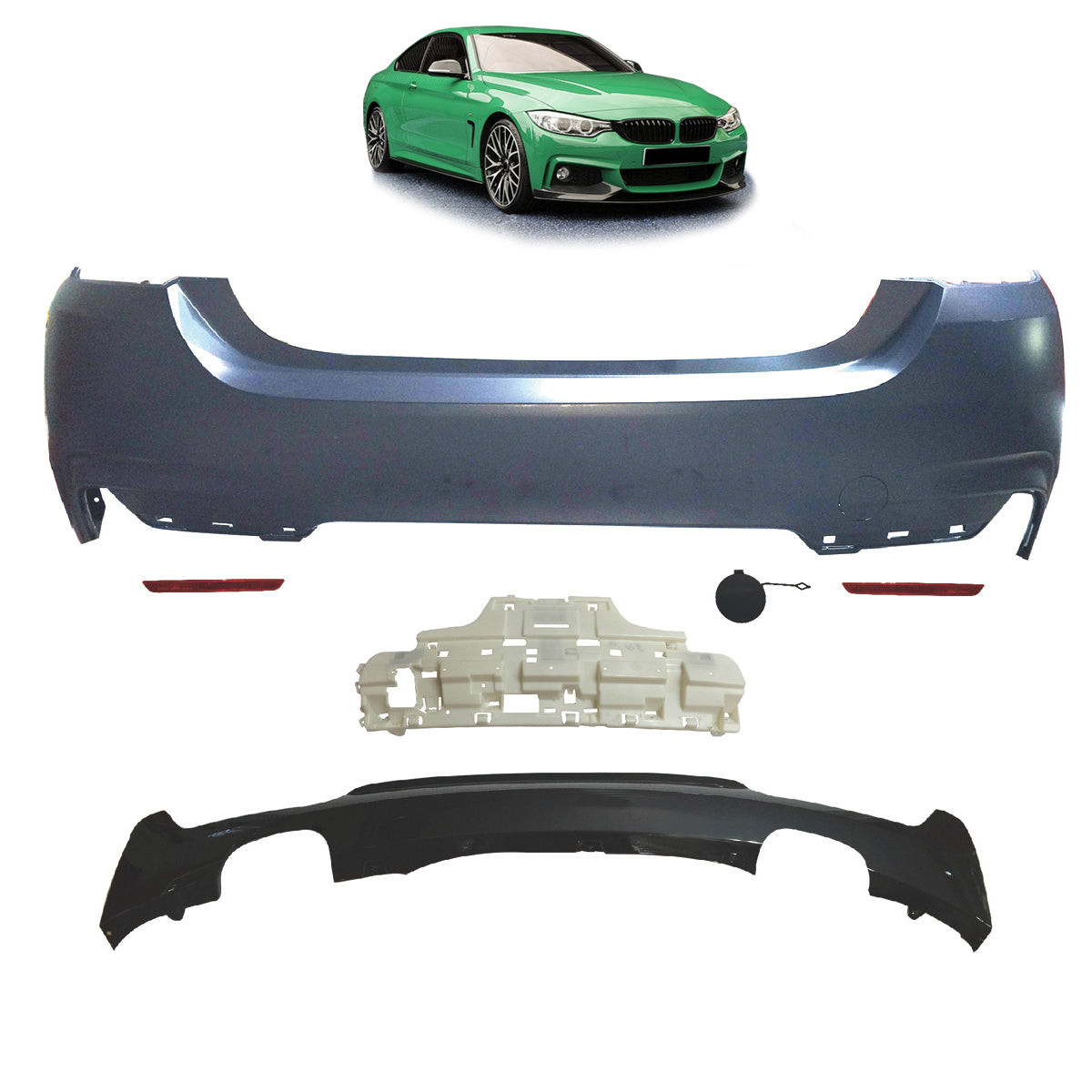 Heckstoßstange Sport mit Diffusor passend für BMW 4 Series F32 F33 2013-2020 – Ansicht 1