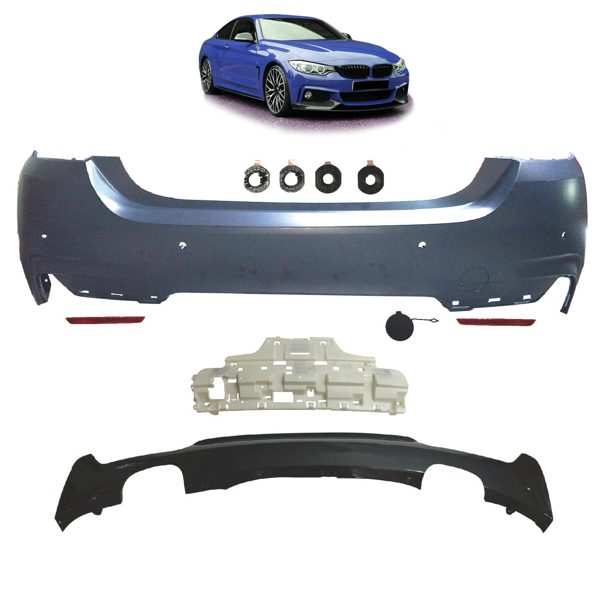 Heckstoßstange Sport mit Diffusor passend für BMW 4 Series F32 F33 2013-2020 – Ansicht 1