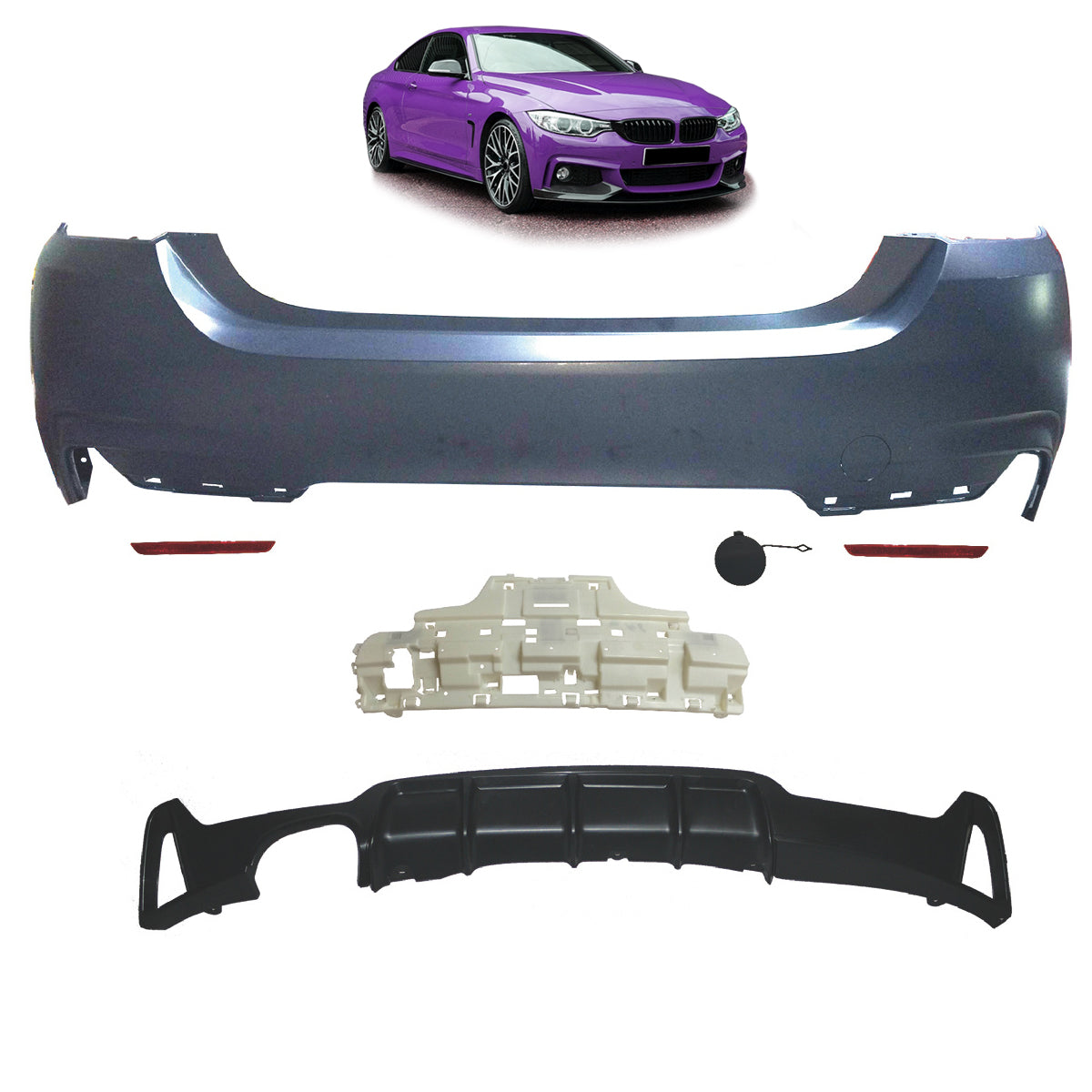 Heckstoßstange Sport mit Diffusor passend für BMW 4 Series F32 F33 2013-2020 – Ansicht 1