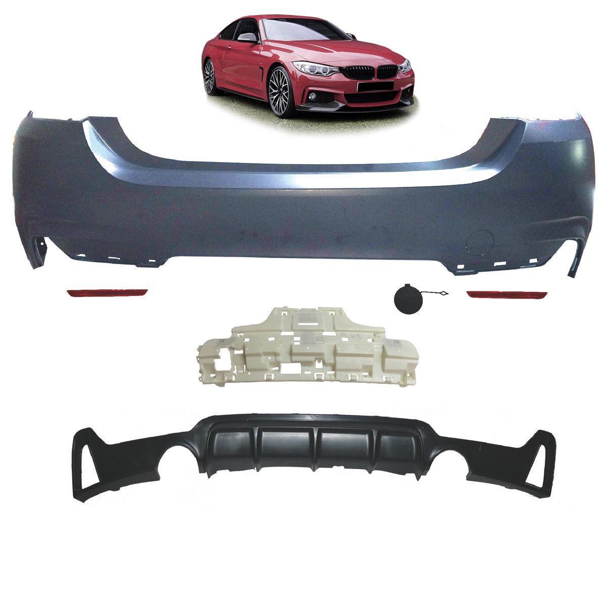 Heckstoßstange Sport mit Diffusor passend für BMW 4 Series F32 F33 2013-2020 – Ansicht 1
