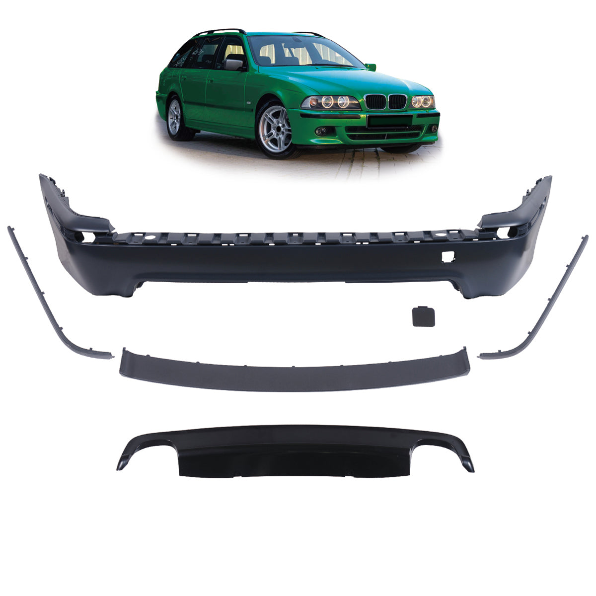 Heckstoßstange Sport mit Diffusor passend für BMW 5er E39 Touring 1995-2003 – Ansicht 1