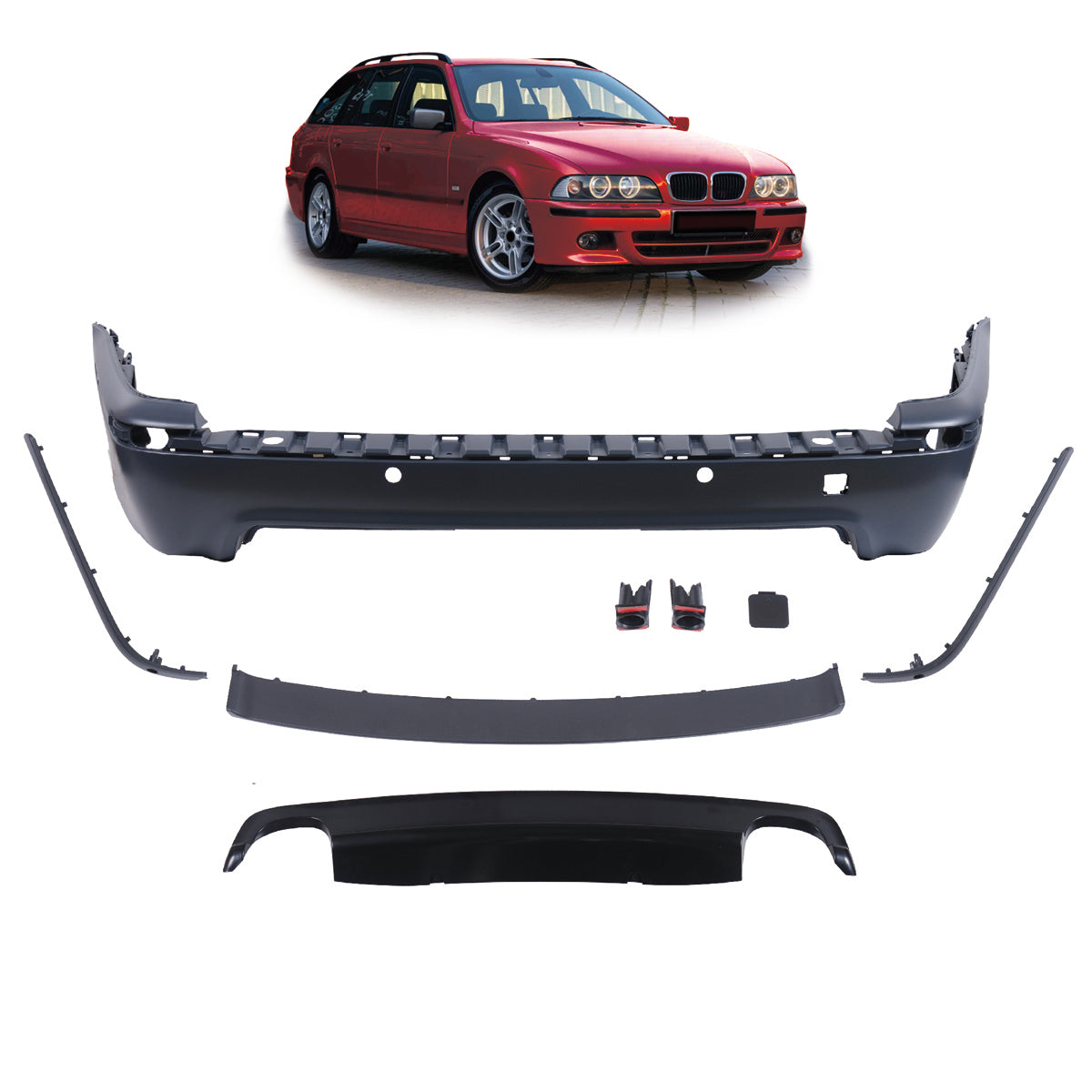 Heckstoßstange Sport mit Diffusor passend für BMW 5er E39 Touring 1995-2003 – Ansicht 1