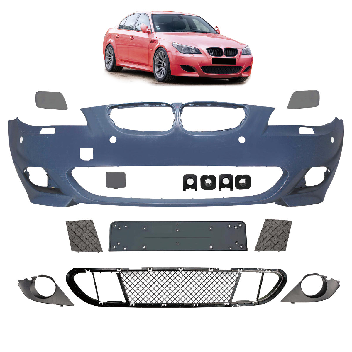 Frontstoßstange M-Tech mit PDC mit SRA passend für BMW 5er E60 E61 2003-2007 – Ansicht 1