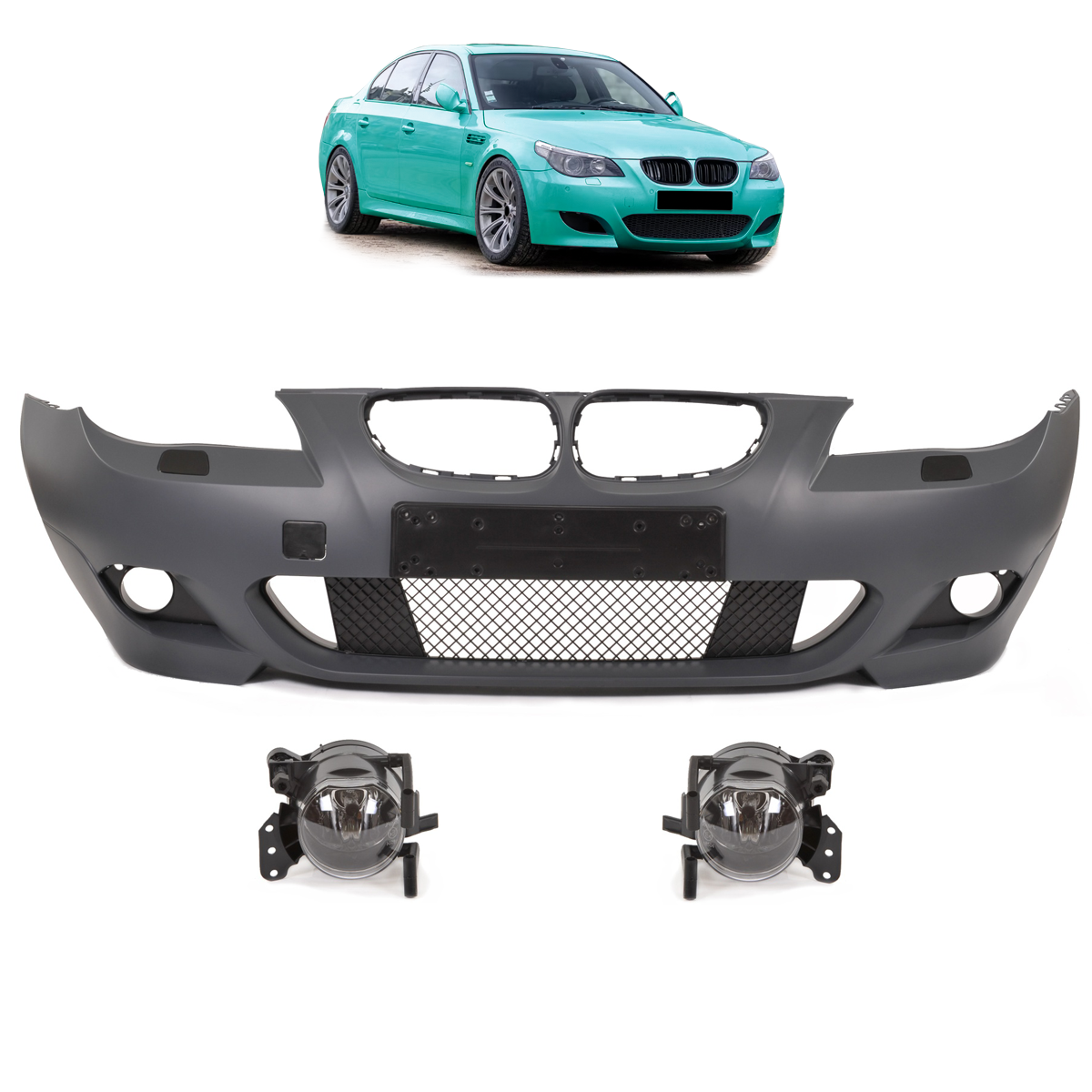 Frontstoßstange mit SRA mit Nebelscheinwerfer-Aufnahme passend für BMW 5er E60 E61 2003-2010 – Ansicht 1