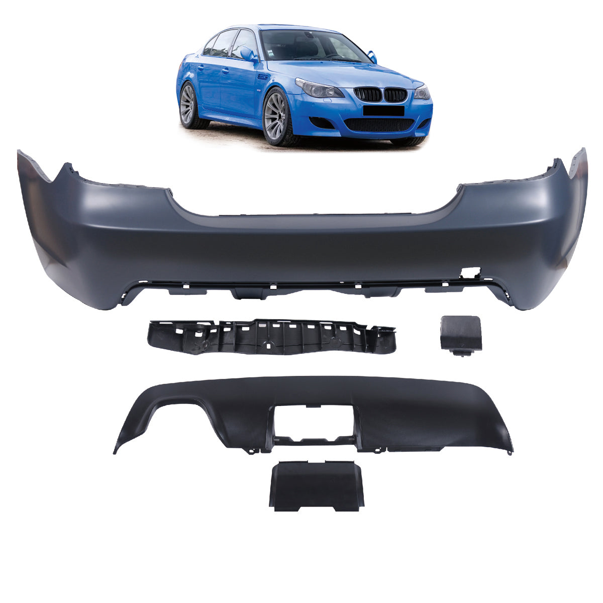 Heckstoßstange mit Diffusor passend für BMW 5 (E60) Limousine 2003-2010 – Ansicht 1