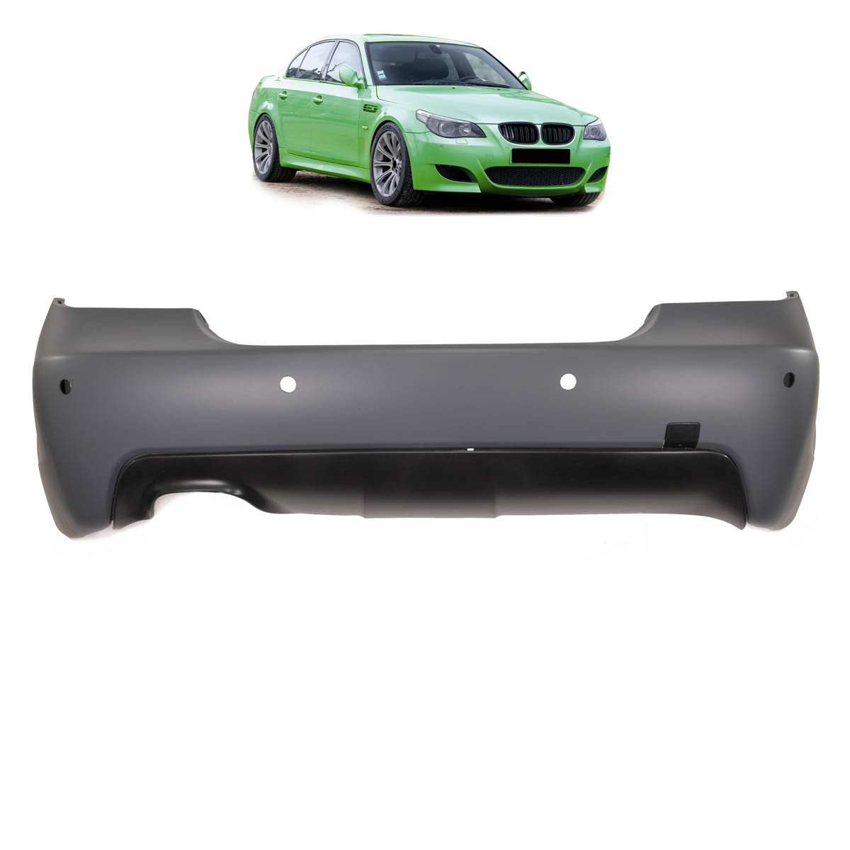 Heckstoßstange M-Tech mit PDC mit Diffusor passend für BMW 5er E60 Limousine 2003-2007 – Ansicht 1