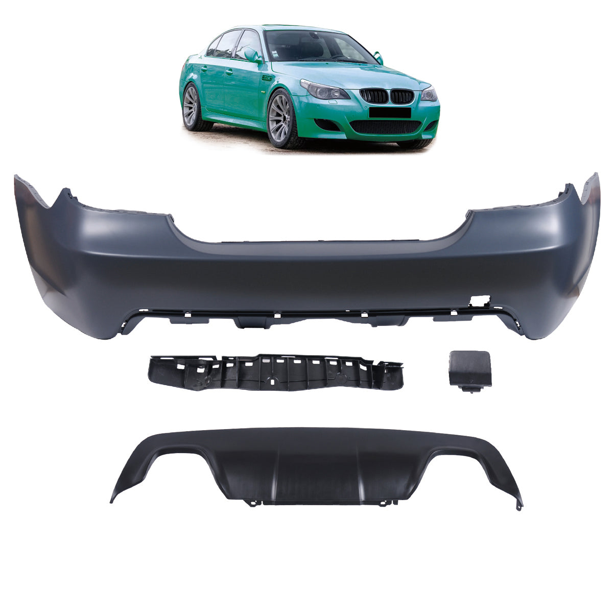 Heckstoßstange Sport mit Diffusor passend für BMW 5er E60 Limousine 2003-2010 – Ansicht 1