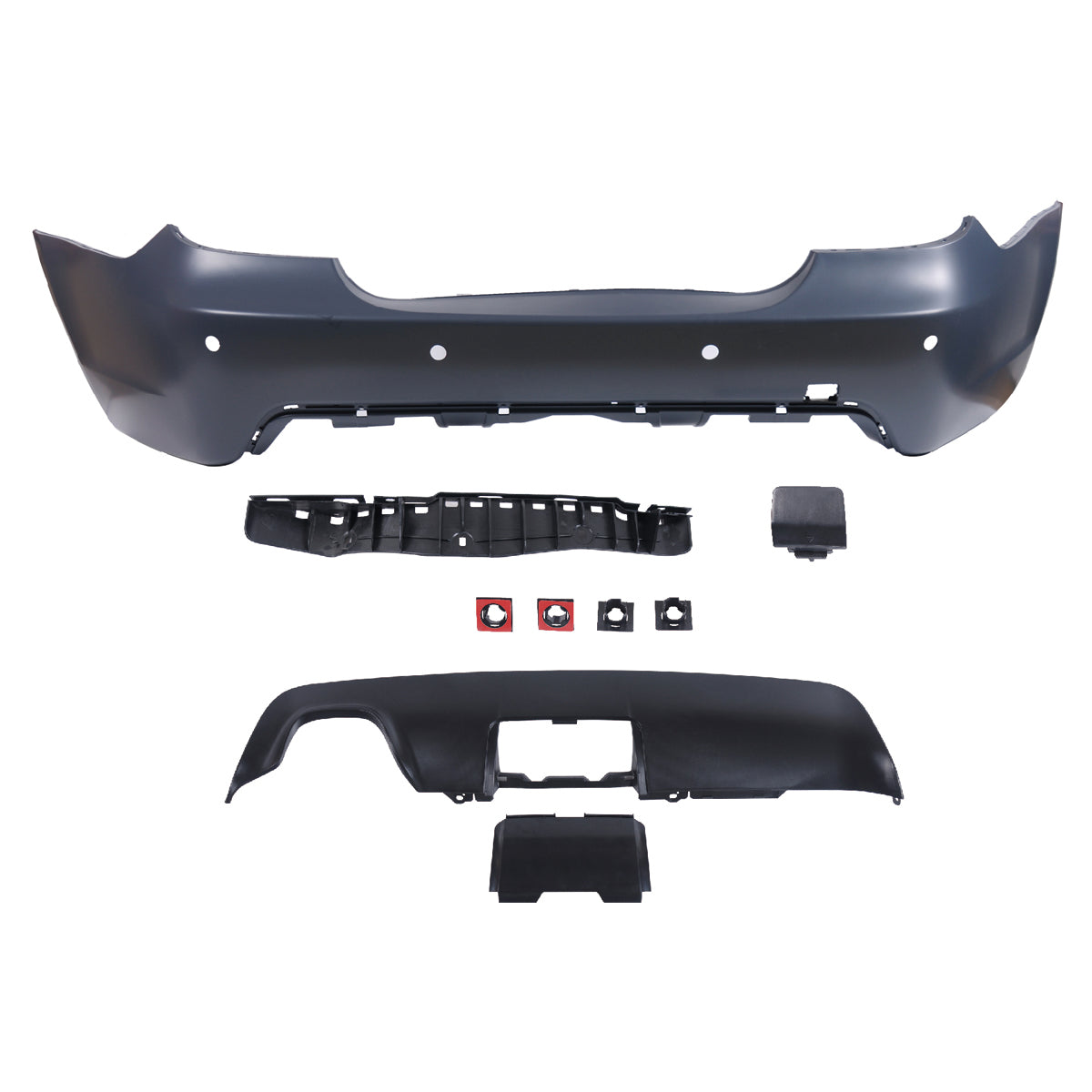 Heckstoßstange Sport mit PDC mit Diffusor passend für BMW 5 (E60) Limousine 2007-2010 – Ansicht 2