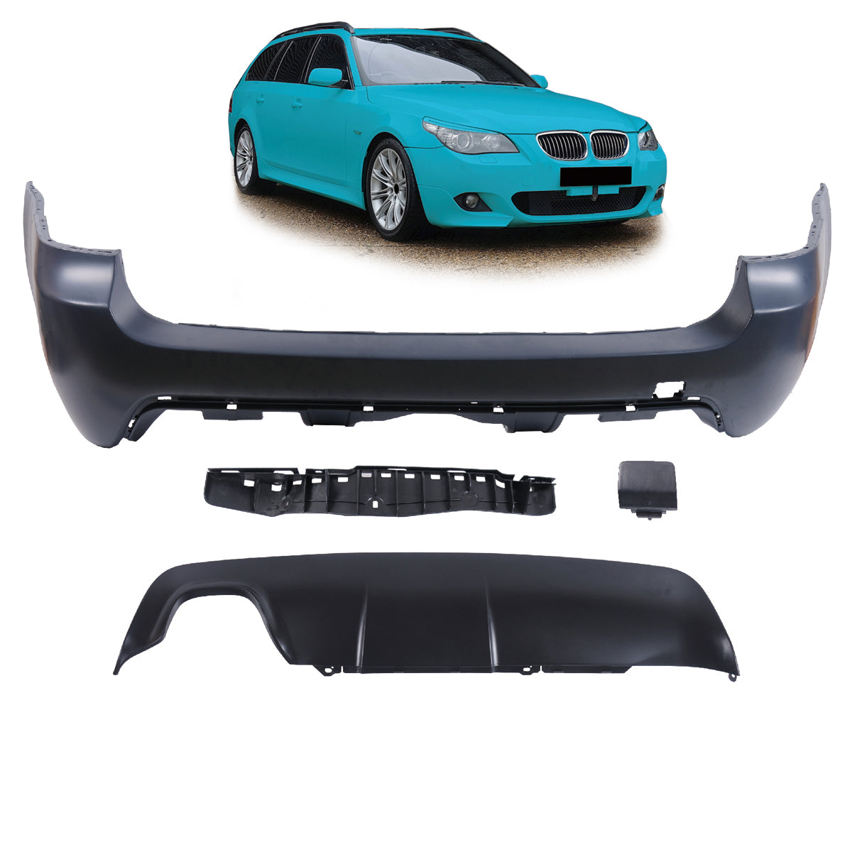 Heckstoßstange Sport mit Diffusor passend für BMW 5 (E61) Touring 2003-2010 – Ansicht 1