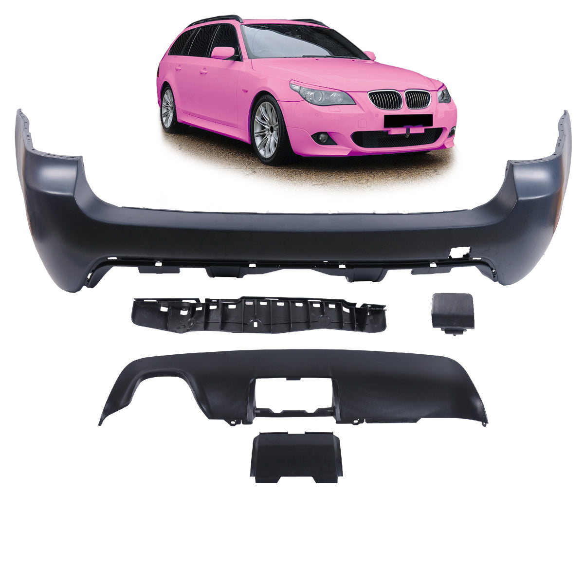 Heckstoßstange Sport mit Diffusor passend für BMW 5er E61 Touring 2003-2010 – Ansicht 1