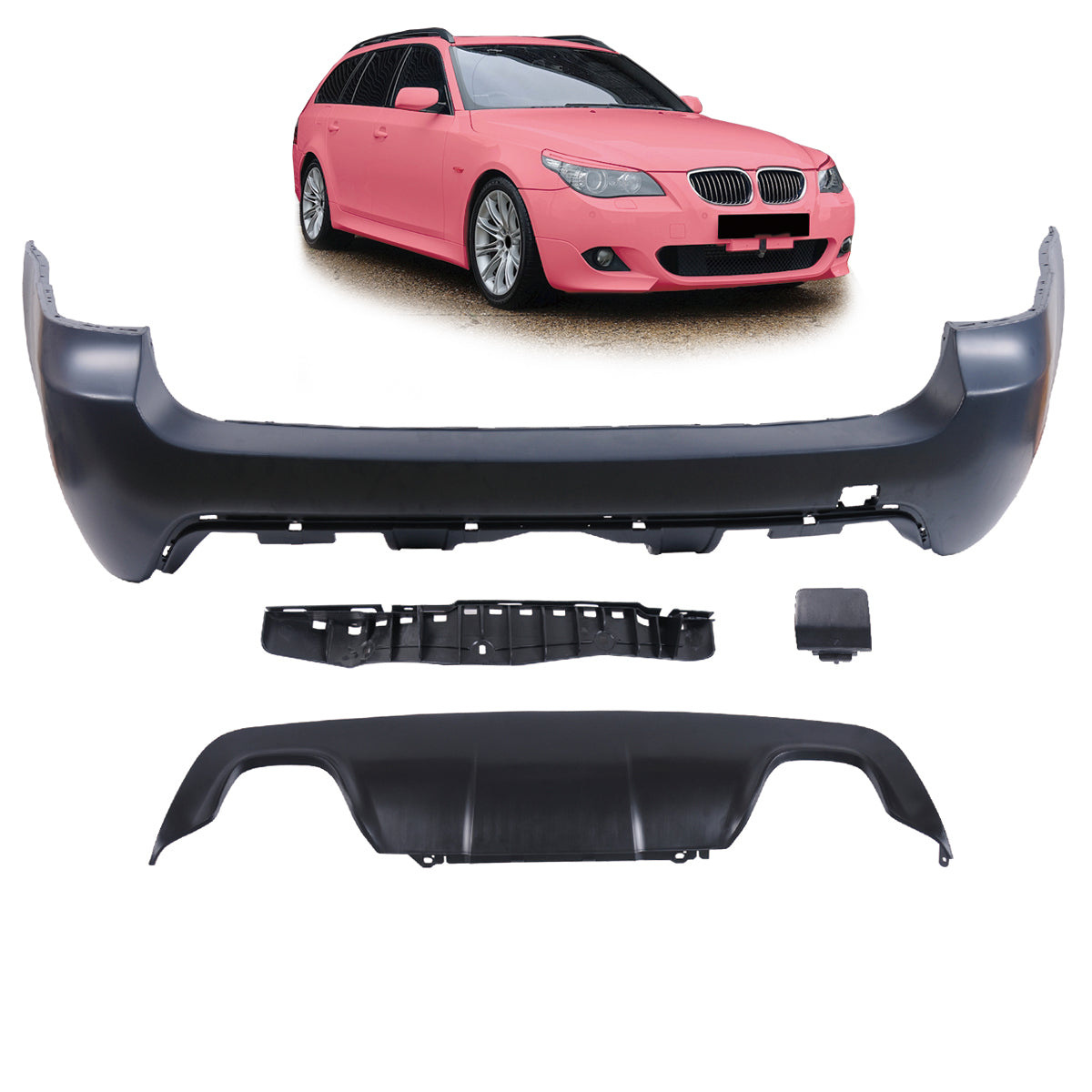 Heckstoßstange mit Diffusor passend für BMW 5er E61 Touring 2003-2010 – Ansicht 1