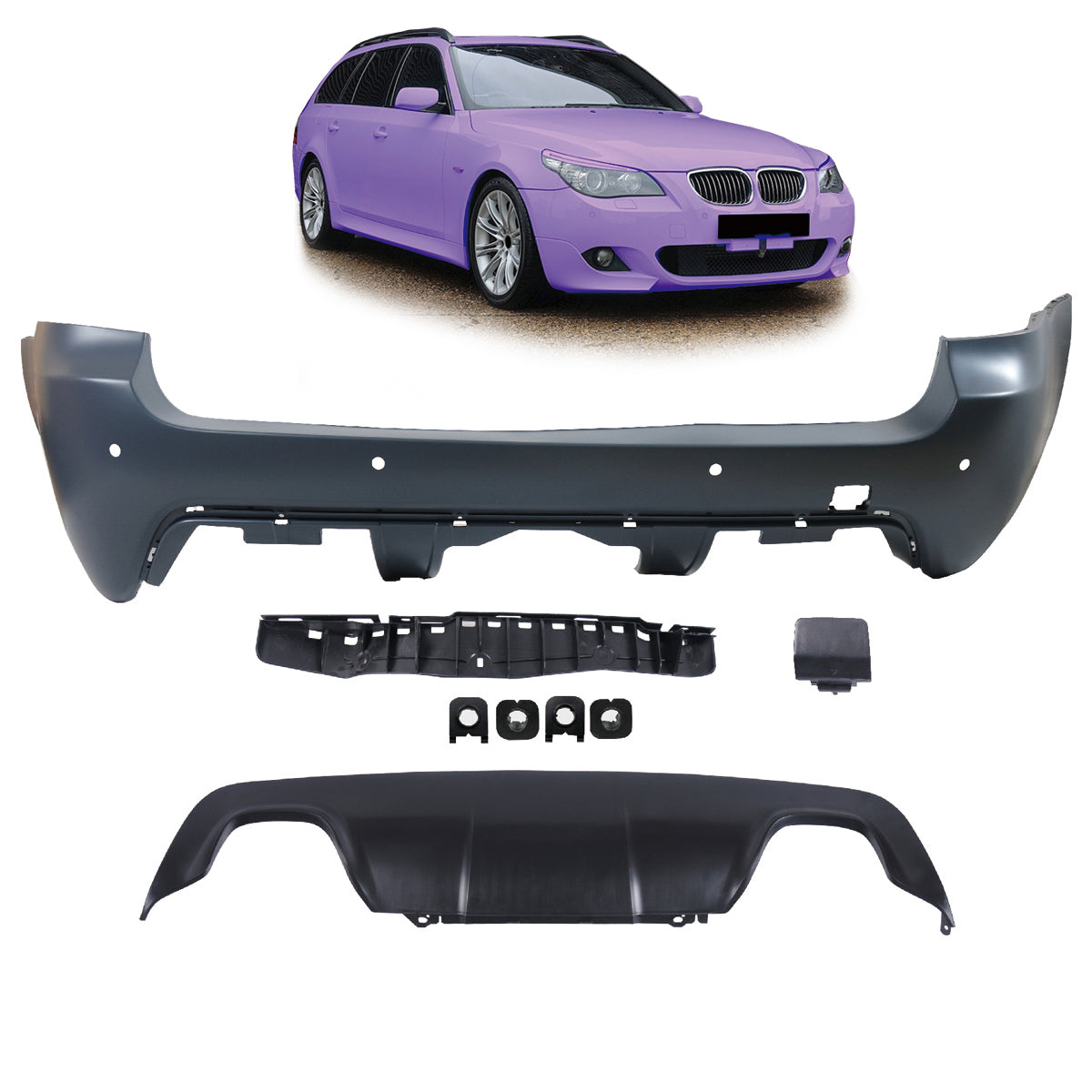 Heckstoßstange Sport mit Diffusor passend für BMW 5er E61 Touring 2003-2007 – Ansicht 1