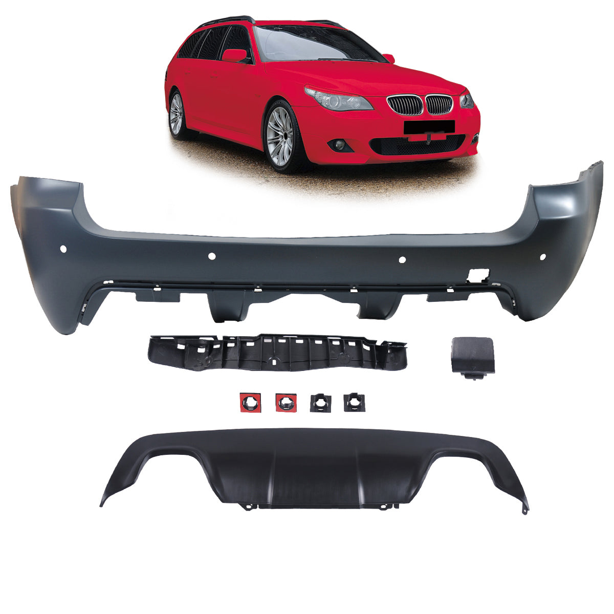 Heckstoßstange Sport mit Diffusor passend für BMW 5er E61 Touring 2007-2010 – Ansicht 1