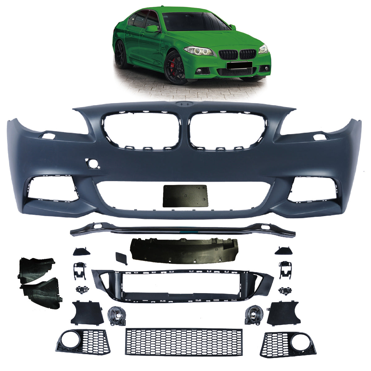 Frontstoßstange Sport mit Nebelscheinwerfer-Aufnahme passend für BMW 5er F10 F11 2010-2013 – Ansicht 1