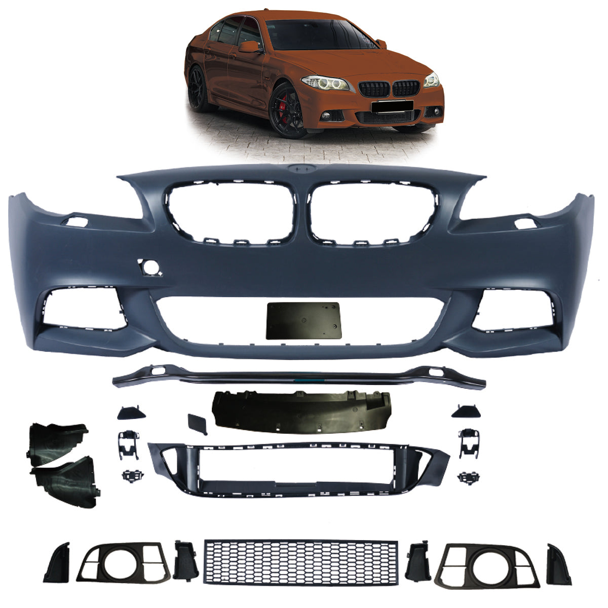 Frontstoßstange Sport mit SRA passend für BMW 5er F10 F11 Facelift 2013-2017 – Ansicht 1