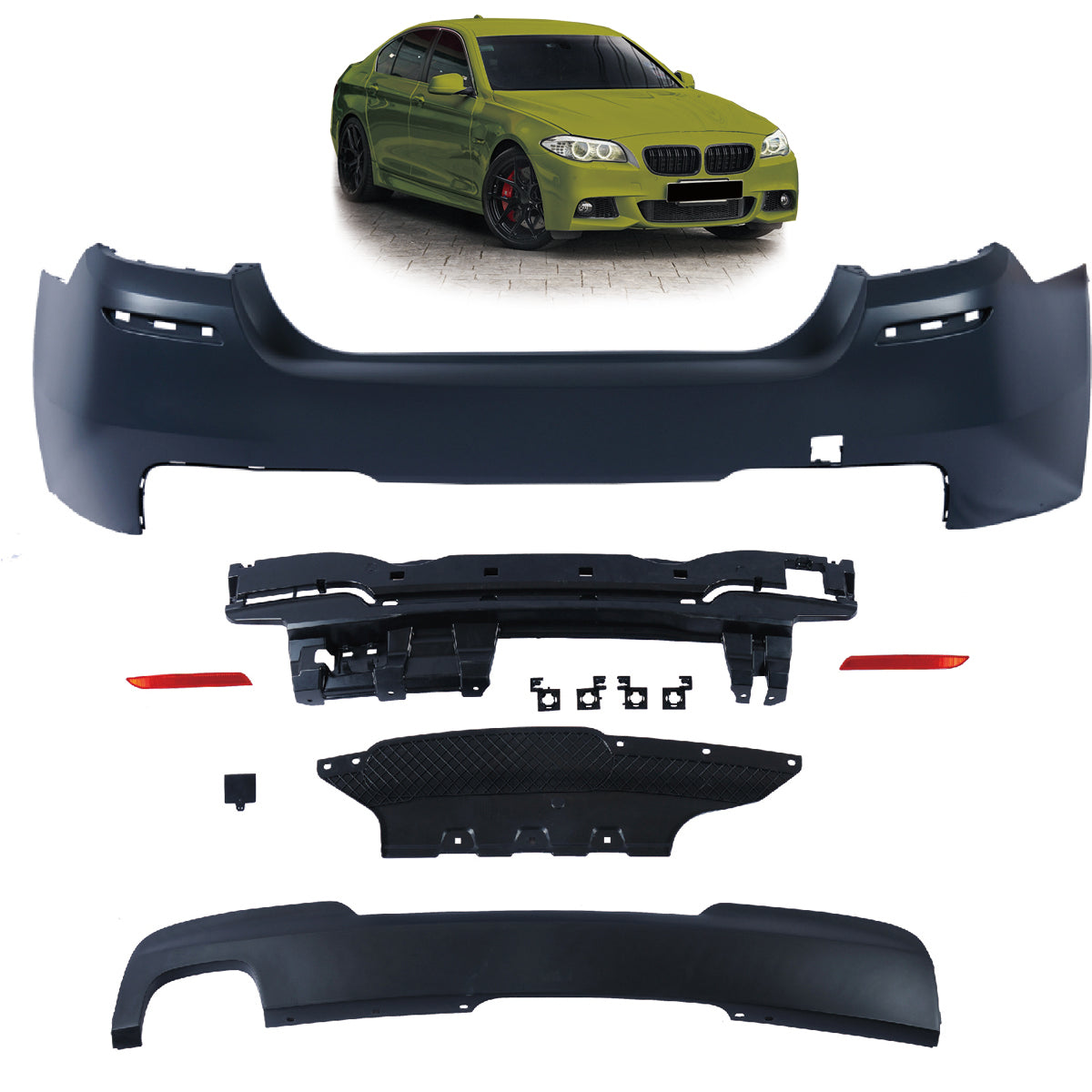 Heckstoßstange Sport mit Diffusor passend für BMW 5 (F10) Limousine 2010-2017 – Ansicht 1