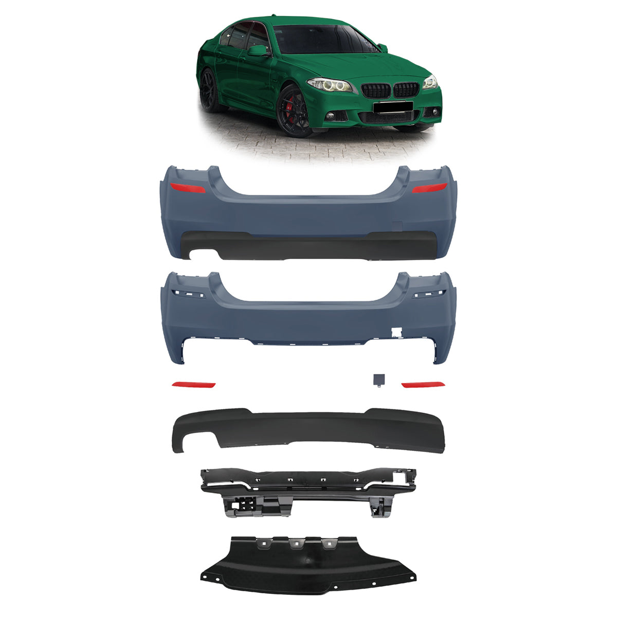 Heckstoßstange mit PDC mit Diffusor passend für BMW 5er F10 2010-2017 – Ansicht 1