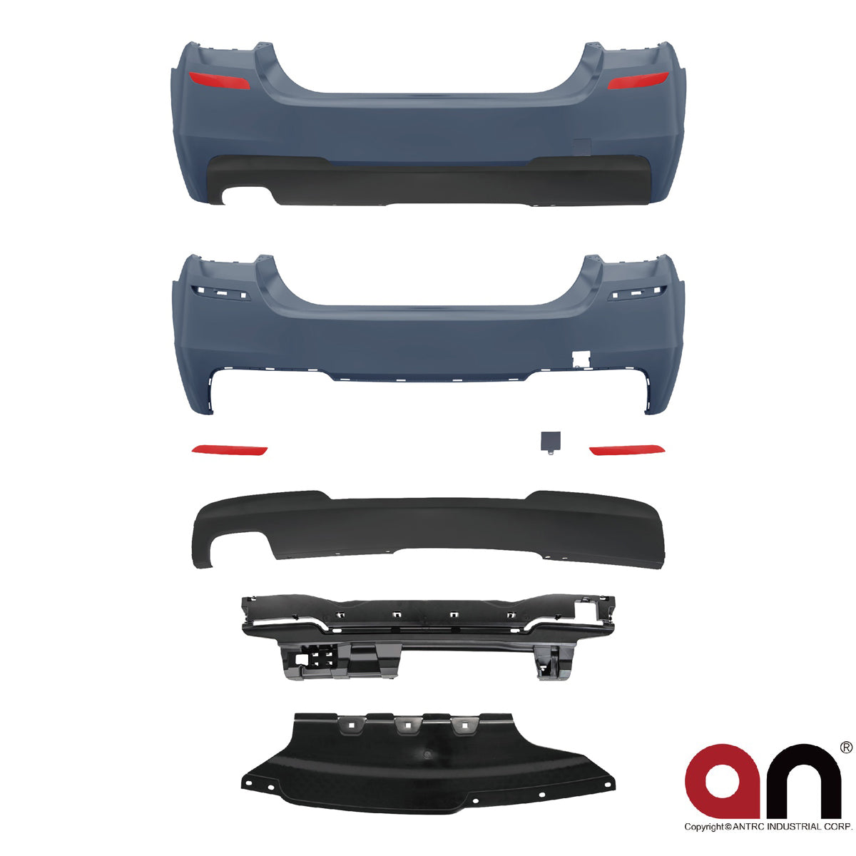 Heckstoßstange mit PDC mit Diffusor passend für BMW 5er F10 2010-2017 – Ansicht 2