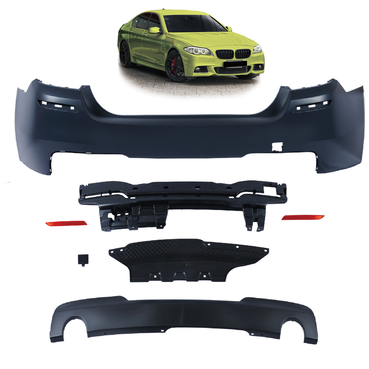Heckstoßstange Sport mit Diffusor passend für BMW 5er (F10) Limousine 2010-2017 – Ansicht 1