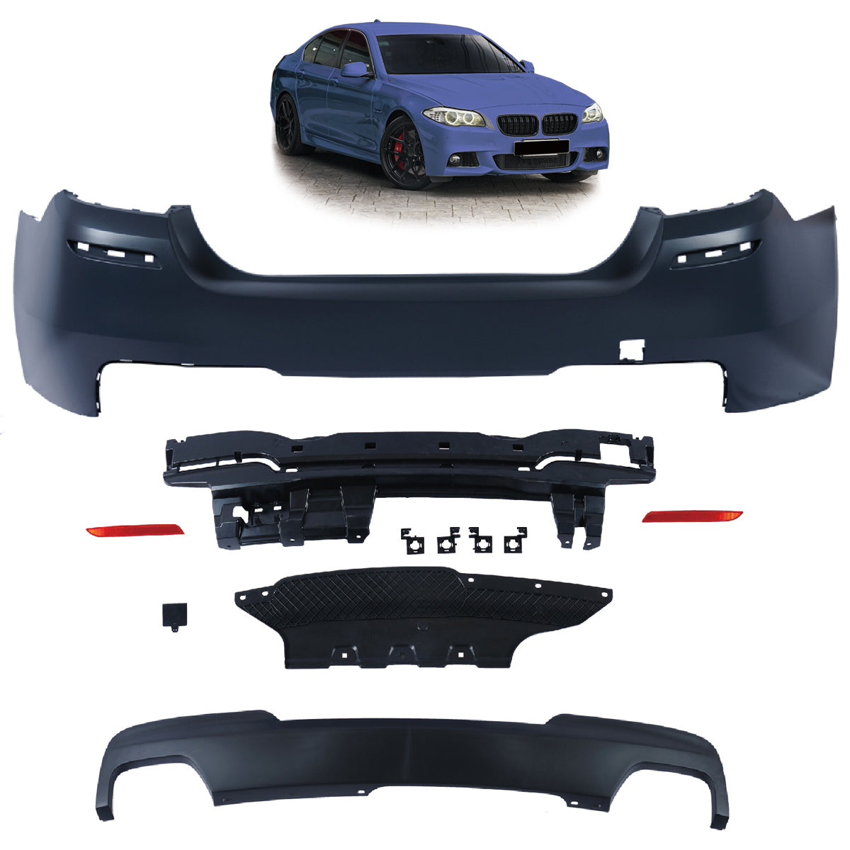 Heckstoßstange Sport mit Diffusor passend für BMW 5 (F10) Limousine 2010-2017 – Ansicht 1