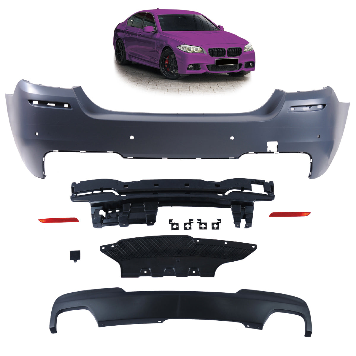 Heckstoßstange Sport mit Diffusor passend für BMW 5 (F10) Limousine 2010-2017 – Ansicht 1