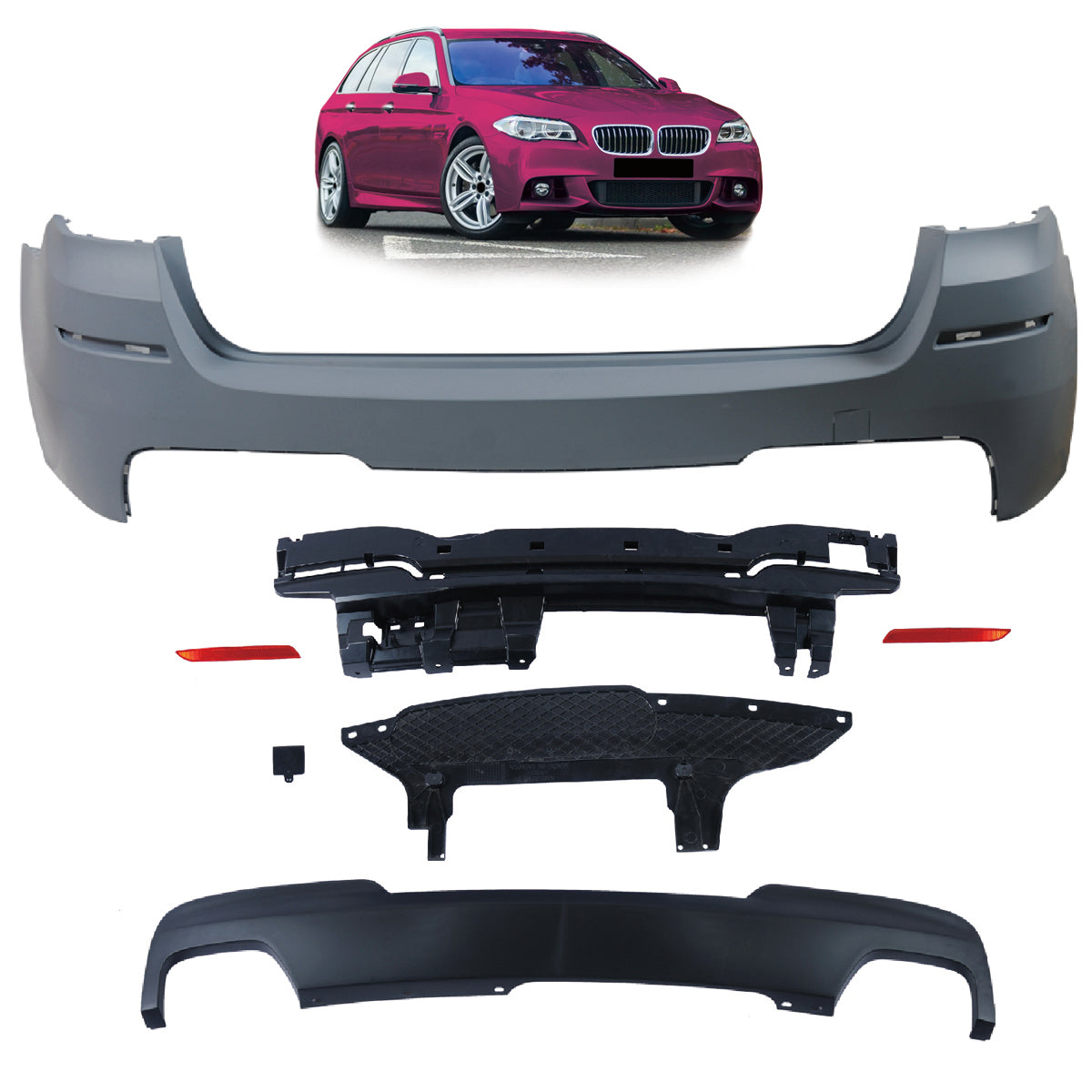 Heckstoßstange Sport mit Diffusor passend für BMW 5er F11 Touring 2010-2017 – Ansicht 1