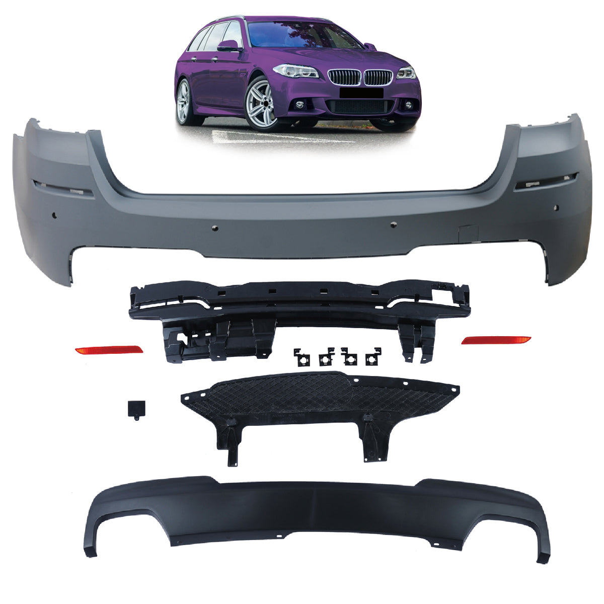 Heckstoßstange Sport mit Diffusor passend für BMW 5er F11 Touring 2010-2017 – Ansicht 1