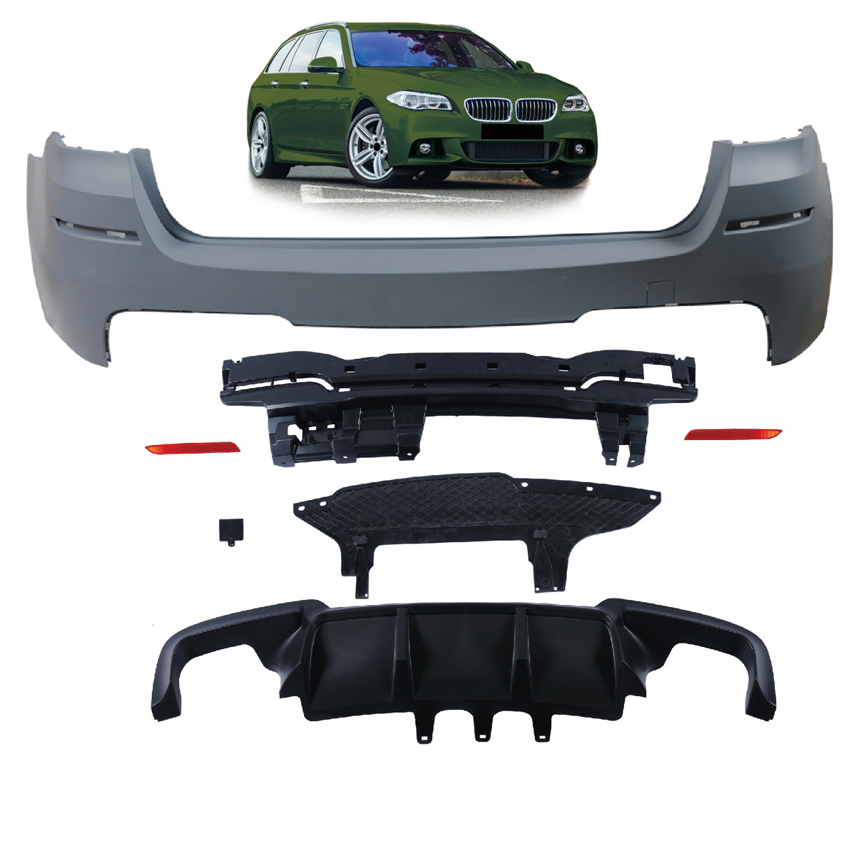 Heckstoßstange Sport mit Diffusor passend für BMW 5er F11 Touring 2010-2017 – Ansicht 1