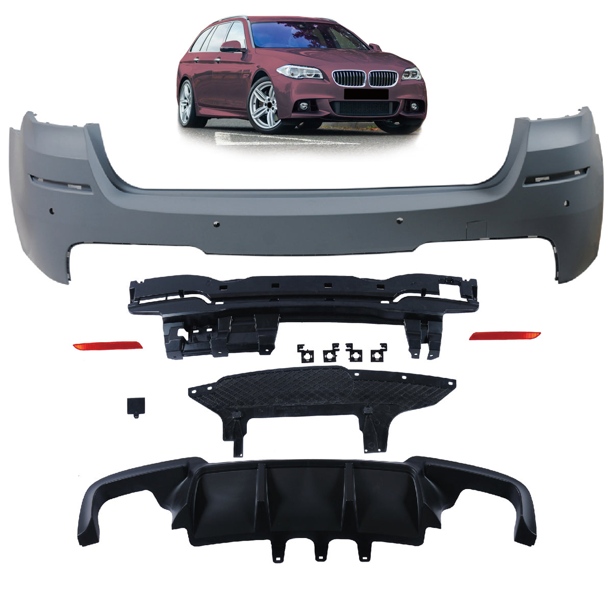 Heckstoßstange Sport mit Diffusor passend für BMW 5er F11 Touring 2010-2017 – Ansicht 1