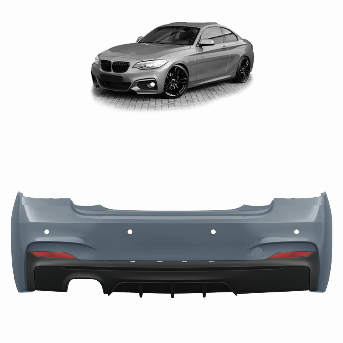 Heckstoßstange M-Tech mit PDC passend für BMW 2 Series F22 F23 2013-2021 – Ansicht 1