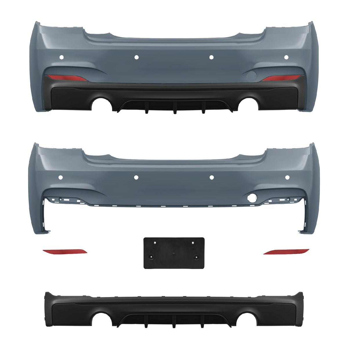 Heckstoßstange mit PDC mit Diffusor passend für BMW 2 Series F22 F23 2013-2021 – Ansicht 2