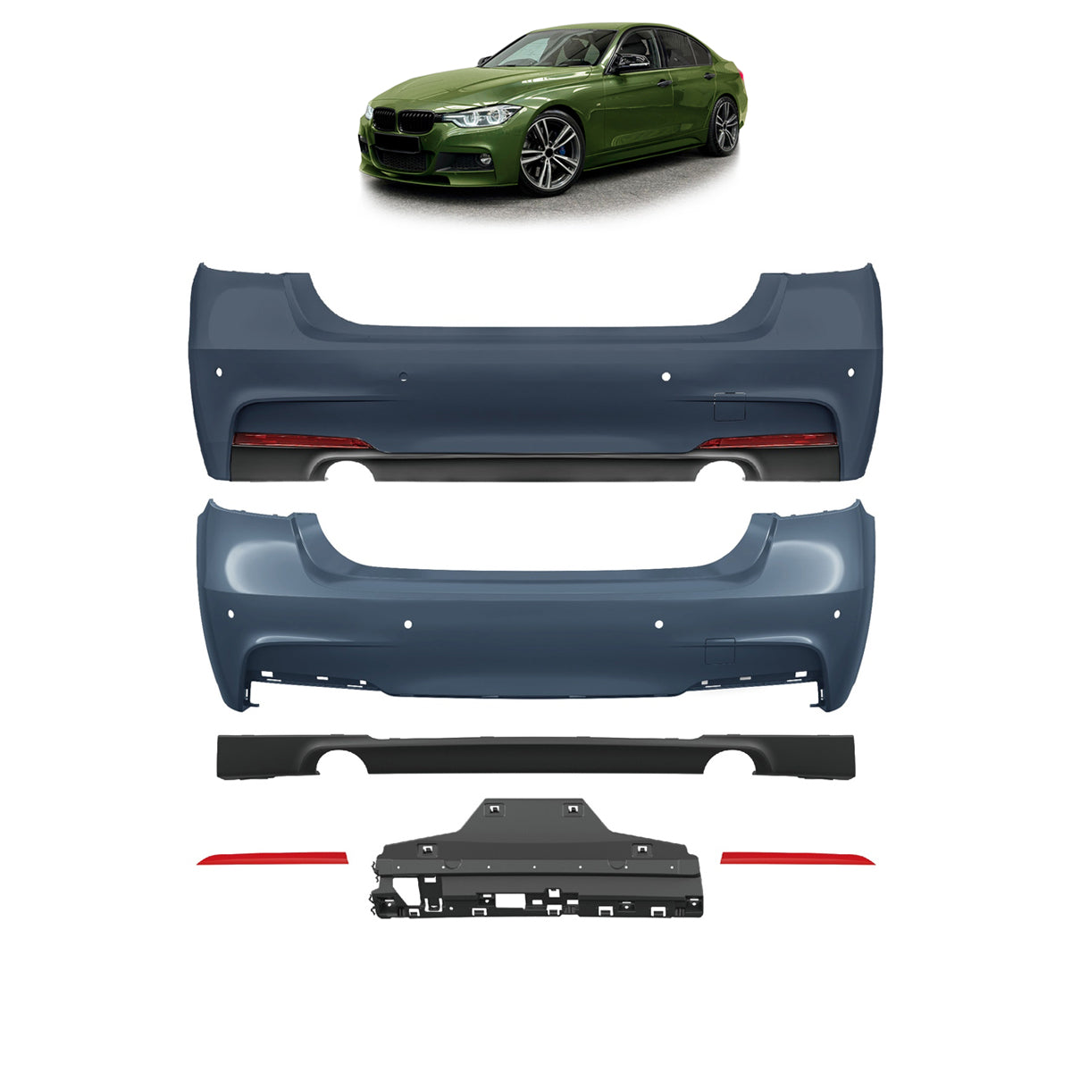 Heckstoßstange M-Tech mit PDC passend für BMW 3er F30 Limousine 2011-2018 – Ansicht 1