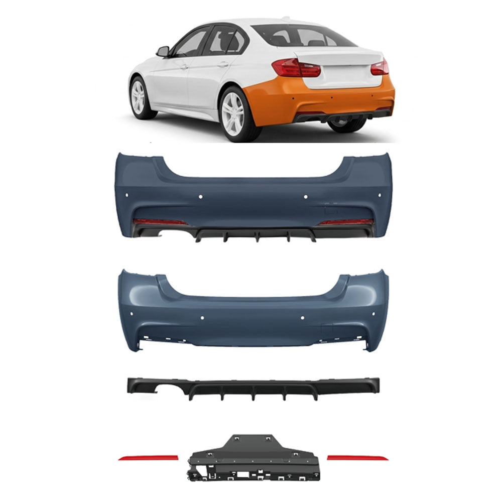 Heckstoßstange M-Tech mit PDC mit Diffusor passend für BMW 3er F30 Limousine 11-18 – Ansicht 1