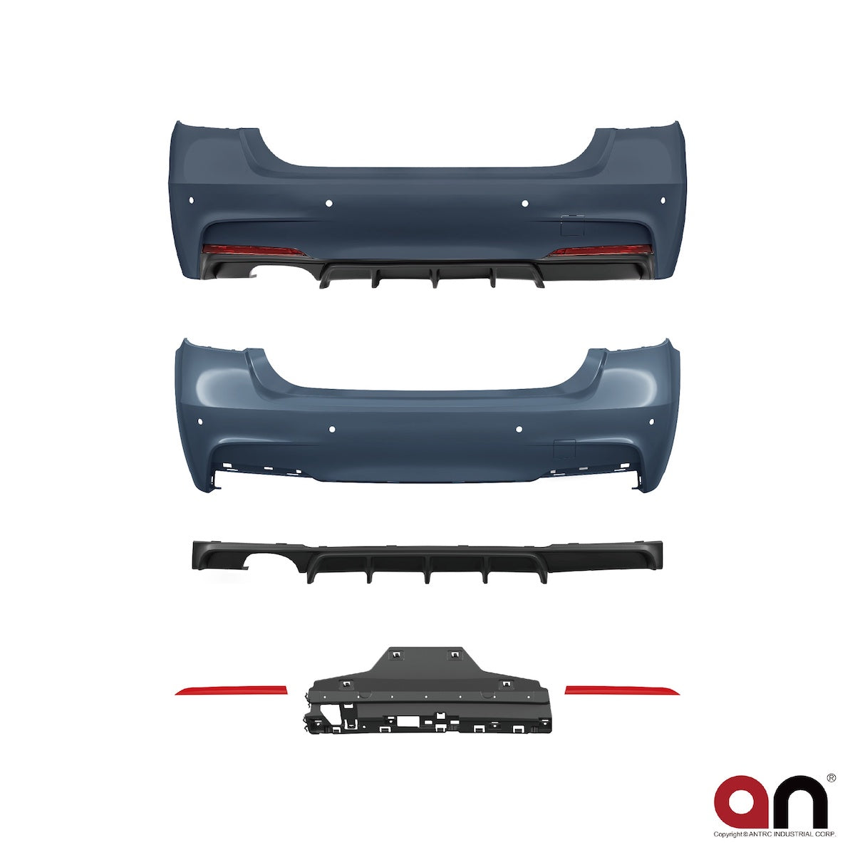 Heckstoßstange M-Tech mit PDC mit Diffusor passend für BMW 3er F30 Limousine 11-18 – Ansicht 2