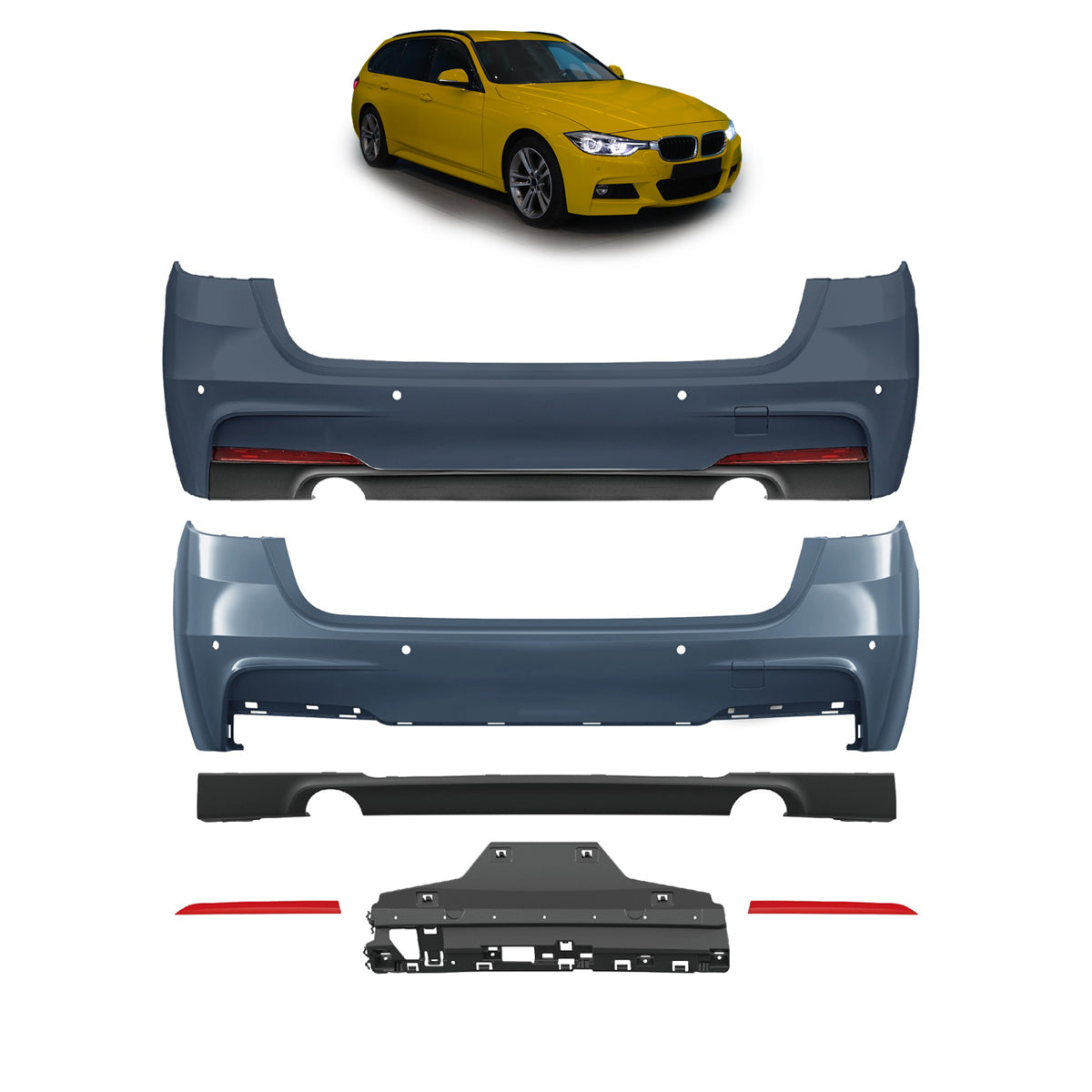 Heckstoßstange M-Tech mit PDC mit Diffusor passend für BMW 3er F31 Touring 2012-2018 – Ansicht 1