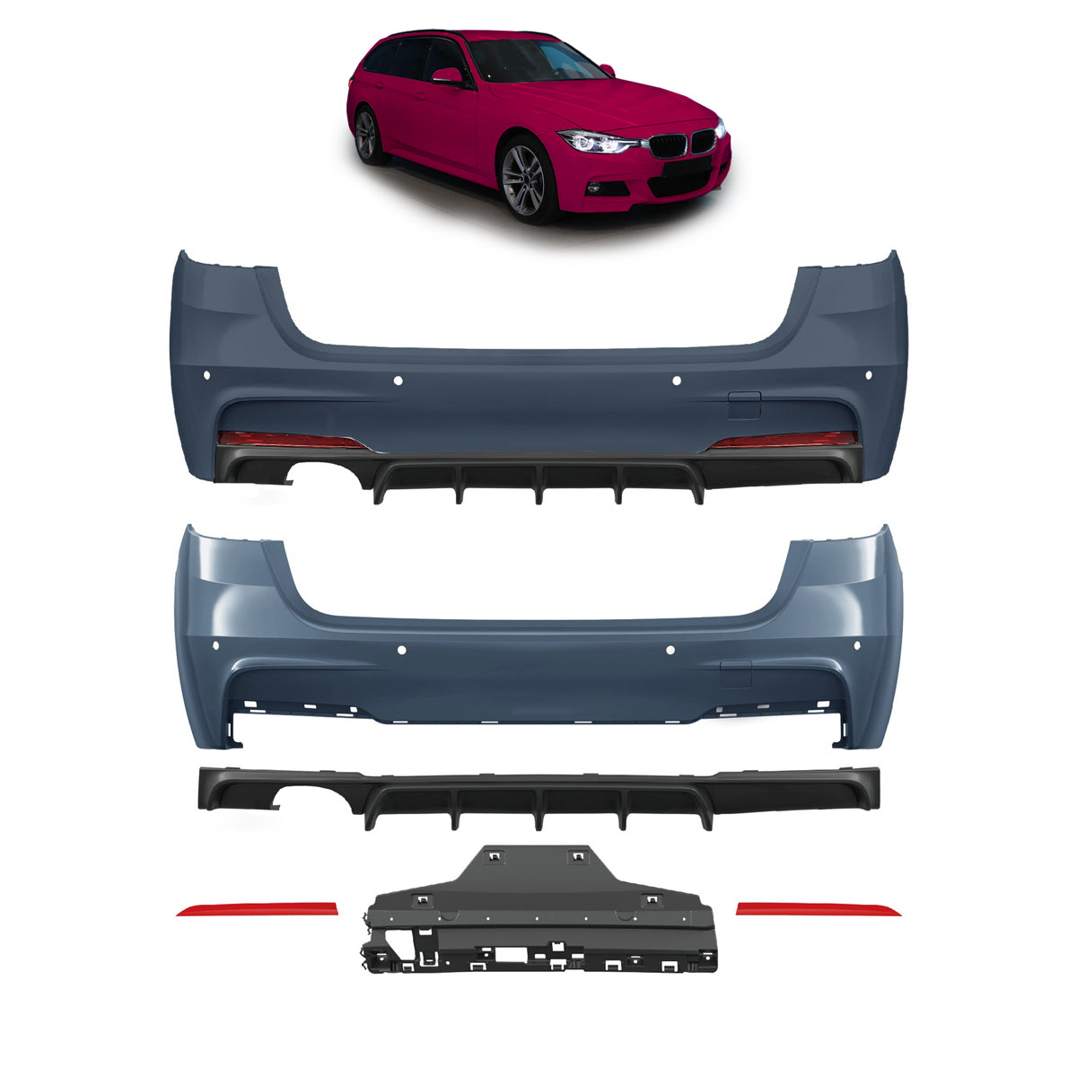 Heckstoßstange M-Tech mit PDC mit Diffusor passend für BMW 3er F31 2012-2018 – Ansicht 1