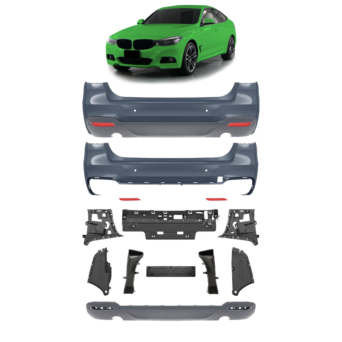 Heckstoßstange Sport mit Diffusor passend für BMW 3er GT (F34) 2013-2020 – Ansicht 1