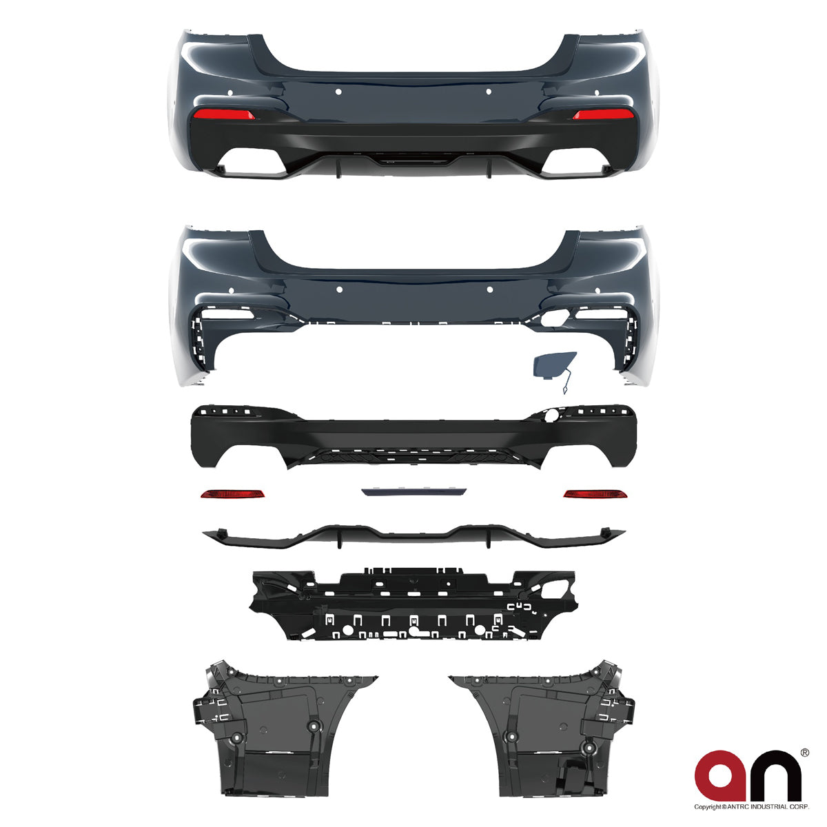 Heckstoßstange M-Tech mit Diffusor passend für BMW 5er G30 Limousine 2016-2020 – Ansicht 2