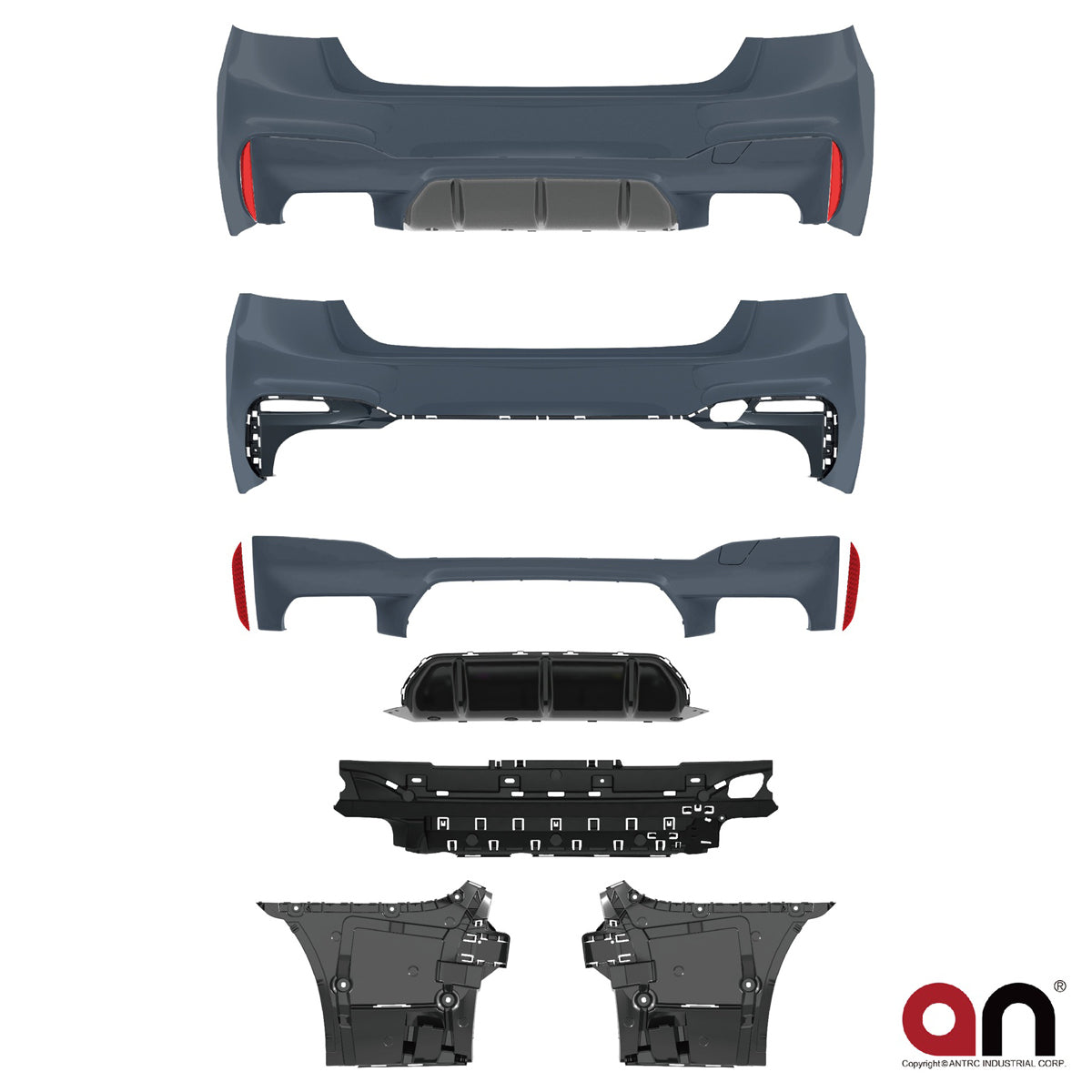 Heckstoßstange mit Diffusor passend für BMW 5er G30 Limousine 2016-2020 – Ansicht 2