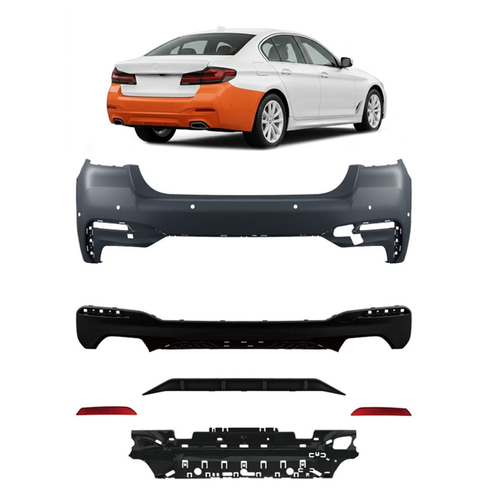 Heckstoßstange mit PDC mit Diffusor passend für BMW 5 (G30) Limousine 2020-2023 – Ansicht 1