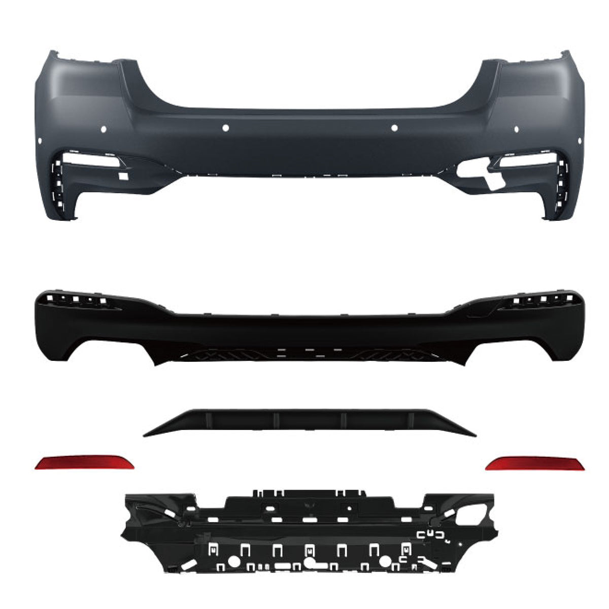 Heckstoßstange mit PDC mit Diffusor passend für BMW 5 (G30) Limousine 2020-2023 – Ansicht 2