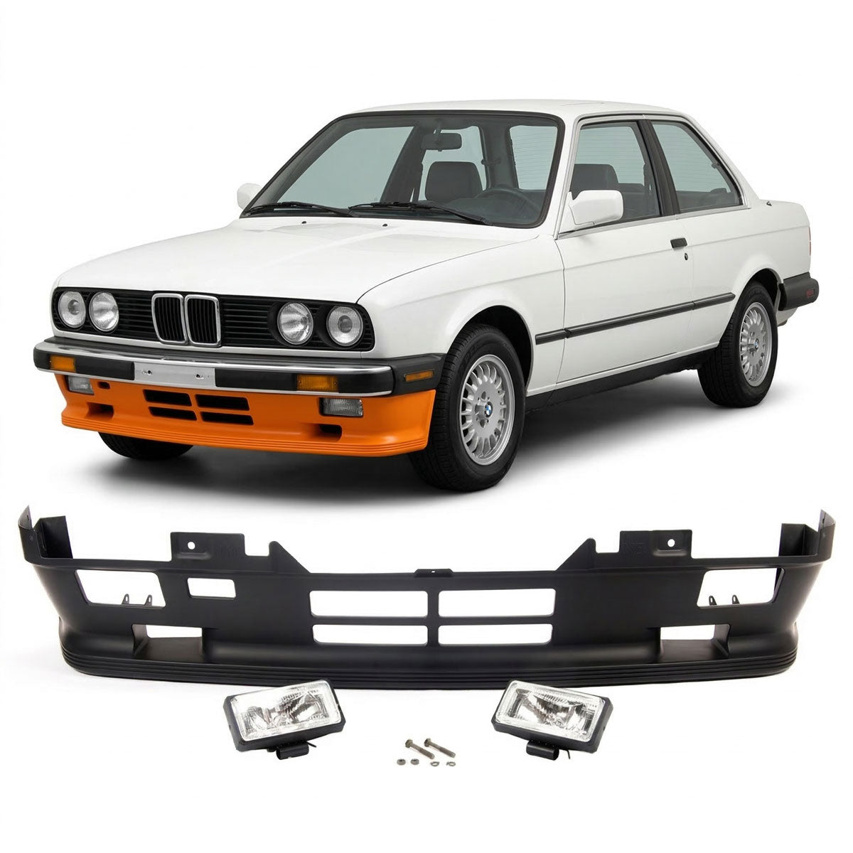 Frontstoßstange mit Nebelscheinwerfer-Aufnahme passend für BMW 3er E30 1982-1987 – Ansicht 1