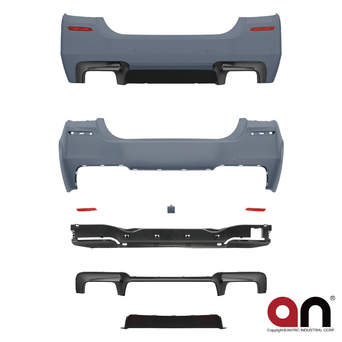 Heckstoßstange mit PDC mit Diffusor passend für BMW 5er F10 Limousine 2010-2017 – Ansicht 2