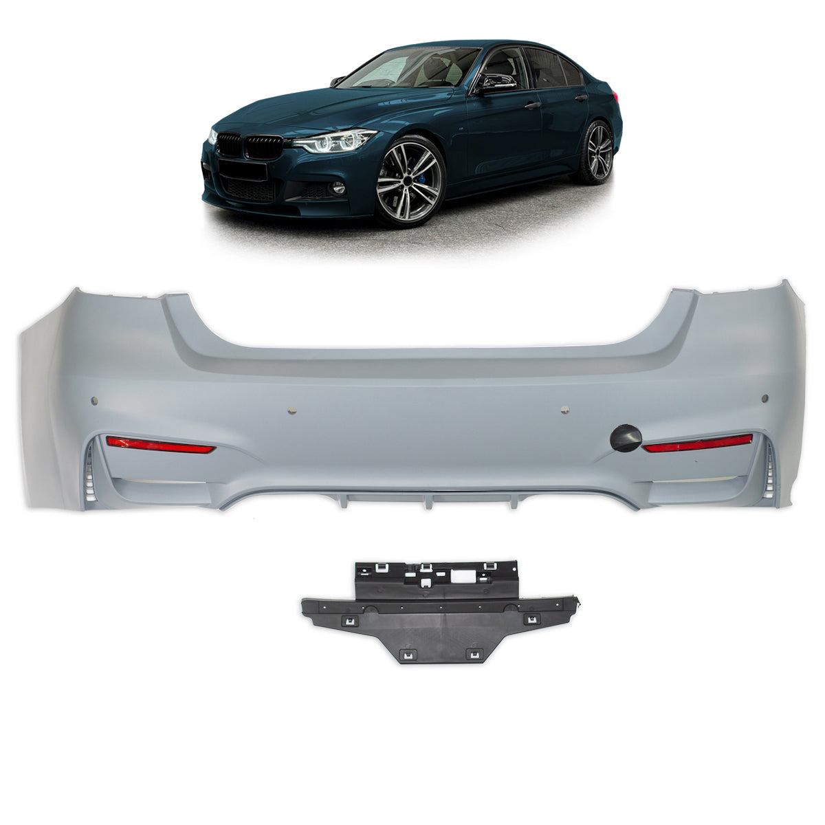 Heckstoßstange mit PDC passend für BMW 3er F30 Limousine 2011-2018 – Ansicht 1